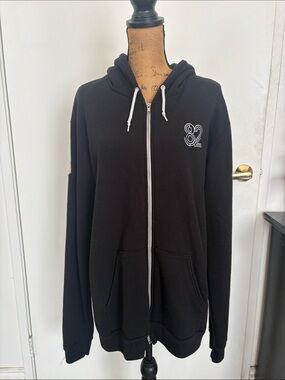 Black Zip-Up Hoodie with '82' Graphic